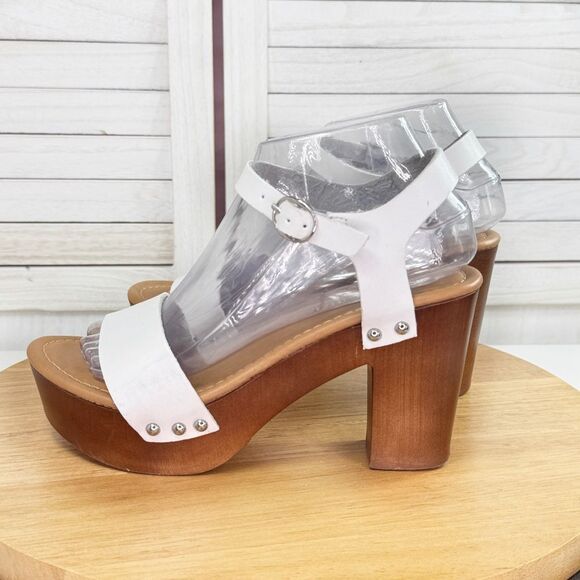 Madden Girl Lifft Chunky Platform Faux Leather Block Heel Sandals White 8 - Picture 3 of 12